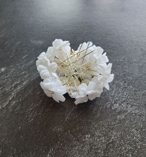 Набор шпилек "Розы" органза, 10 шт, белый