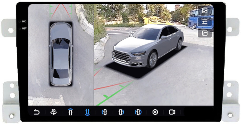 Магнитола для Suzuki Grand Vitara 2005-2016 - FarCar BX053M-360 монитор 9.5" 2K QLED на Android 13, 6Гб+128Гб, CarPlay, 4G SIM-слот, 4 камеры в комплекте