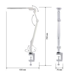 Настольный светильник ЭРА NLED-496-12W-W светодиодный на струбцине белый | Светодиодные настольные лампы