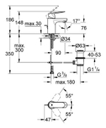 Смеситель для раковины корпус маленький GROHE EuroSmart Cosmopolitan 32825000