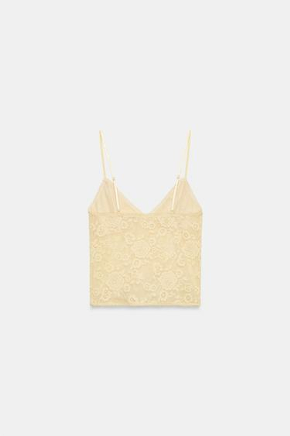 ZARA ТОП С КРУЖЕВНЫМИ БРЕТЕЛЯМИ, ВАНИЛЬНЫЙ