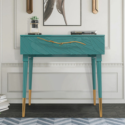 Консоль Арт Колор leaves Стайл Голд Пастельно-синий