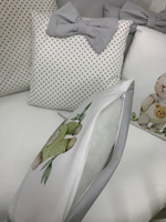 Комплект в кроватку 18 предметов "Кролик с мороженным серый", сатин