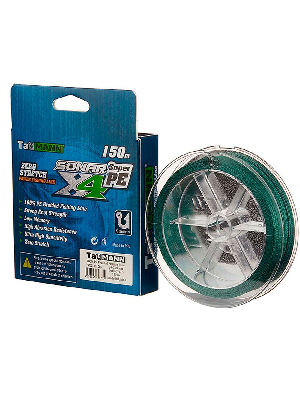 Плетеный шнур для рыбалки TauMANN Sonar PE X4 150m #1.2 (0.18mm) Yellow