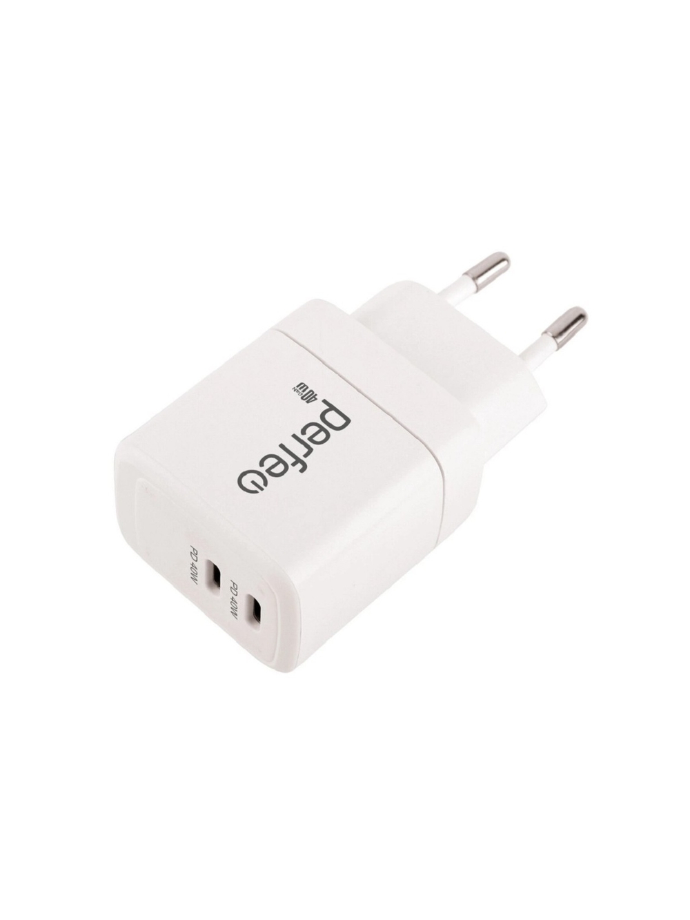 PERFEO Сетевое зарядное устройство с двумя разъемами TYPE-C, GaN, 40W, белый (I4662)