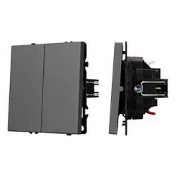 Механизм звонкового выключателя двухклавишный SWT-NOBE-MKR2-SFPL-GR (230V, 10A) (Arlight, Серый базальт) 061740