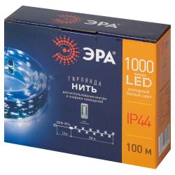 Светодиодная новогодняя гирлянда ЭРА ENIN-1000W нить холодный свет 100 м 1000 microLED IP44 220В | Гирлянды