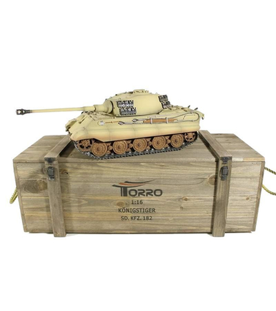 Радиоуправляемый танк Torro King Tiger 1/16, откат ствола (для ИК боя) V3.0 2.4G RTR