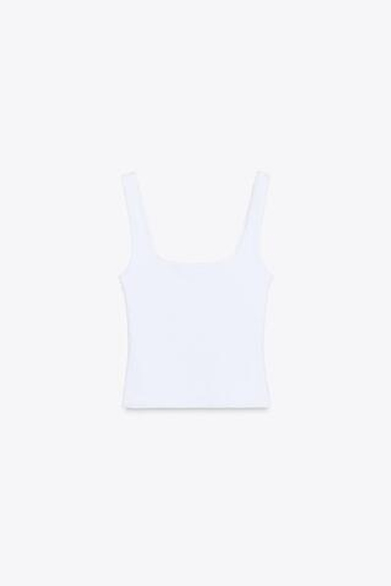 ZARA ТОП С ШИРОКИМИ БРЕТЕЛЯМИ, БЕЛЫЙ