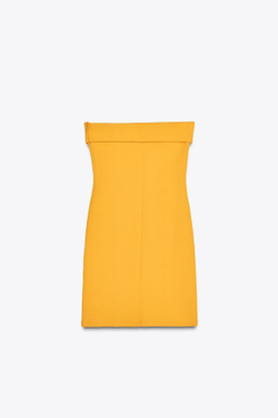 ZARA ПЛАТЬЕ ИЗ ИНТЕРЛОКА С ОТКРЫТЫМИ ПЛЕЧАМИ, МАНДАРИНОВЫЙ