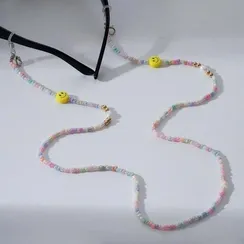 Цепочка для очков "Смайлик", цвет светло-розовый, 70 см