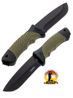 Нож туристический разделочный с фиксированным лезвием 120мм и стеклобоем/в ножнах.