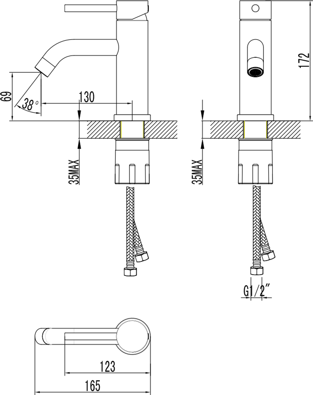 Смеситель для раковины STWORKI Киркенес S45010BK матовый черный