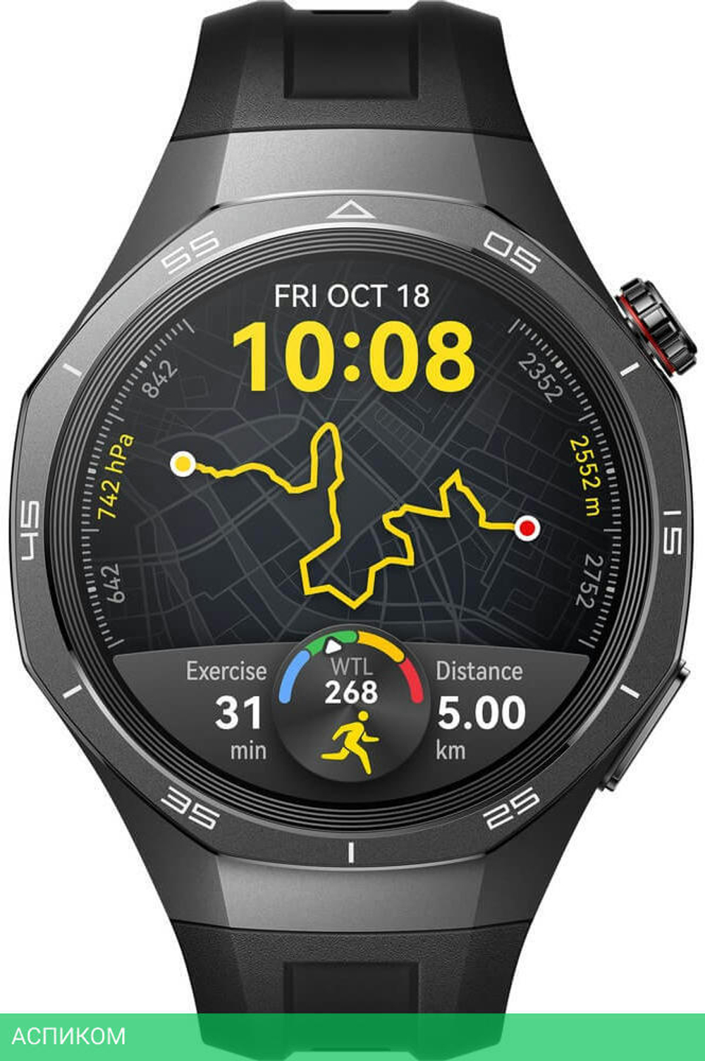 Умные часы Huawei Watch GT 5 Pro 46мм VLI-B29 Black Fluoroelastomer Strap (55020DGH)