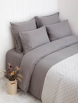 Постельное белье 1.5 спальное Bovi Linen серое Португалия