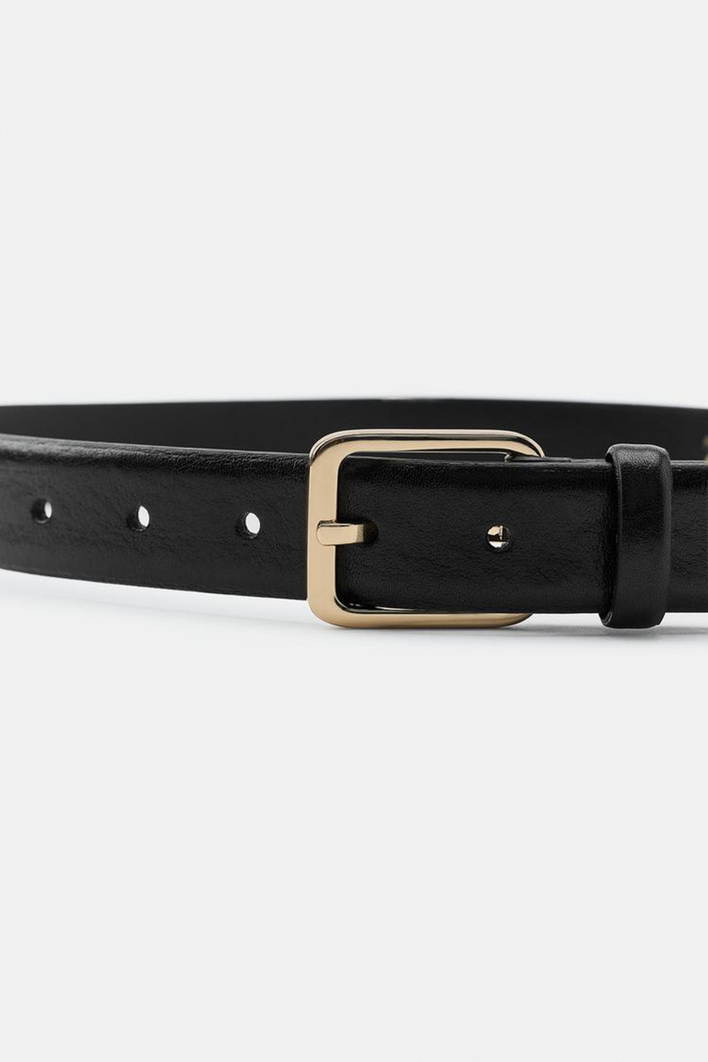 ZARA КОЖАНЫЙ РЕМЕНЬ 100% С КВАДРАТНОЙ ПРЯЖКОЙ, ЧЕРНЫЙ