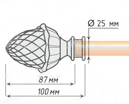Наконечники для кованых карнизов d25 мм Шишка, цвет антик