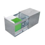 Ведро для мусора (2х10л + сетка 24л) выдвижное, сталь нержавеющая