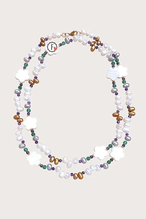 Бусы Алиса с перламутровыми цветками