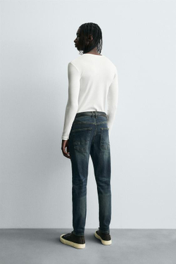 ZARA УКОРОЧЕННЫЕ ДЖИНСЫ SKINNY, СИНИЙ