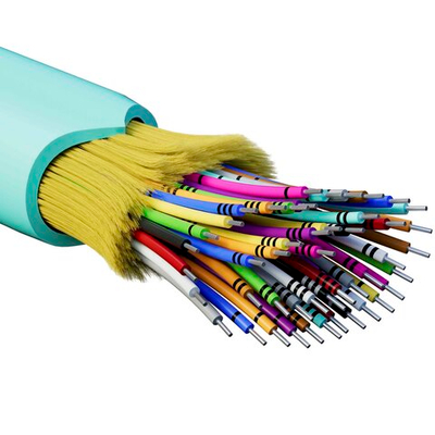 Кабель волоконно-оптический, распределительный, арамидные упрочняющие нити, для внутренней прокладки, нг(A)-HFLTx, 48 ОВ, категорияOM3 (G.651.1) плотный буфер, 0,4 кН, барабан 500 м