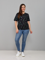 Футболка Фв-107/черный-акварельветочки