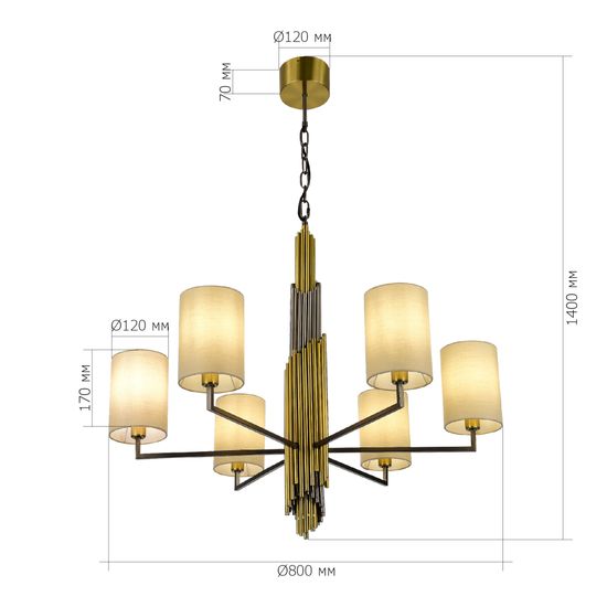 SL1638.303.06 Светильник подвесной ST-Luce Латунь/Серый E14 6*42W GLORIA