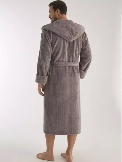 Халат мужской с капюшоном 1335 серый Nusa Турция