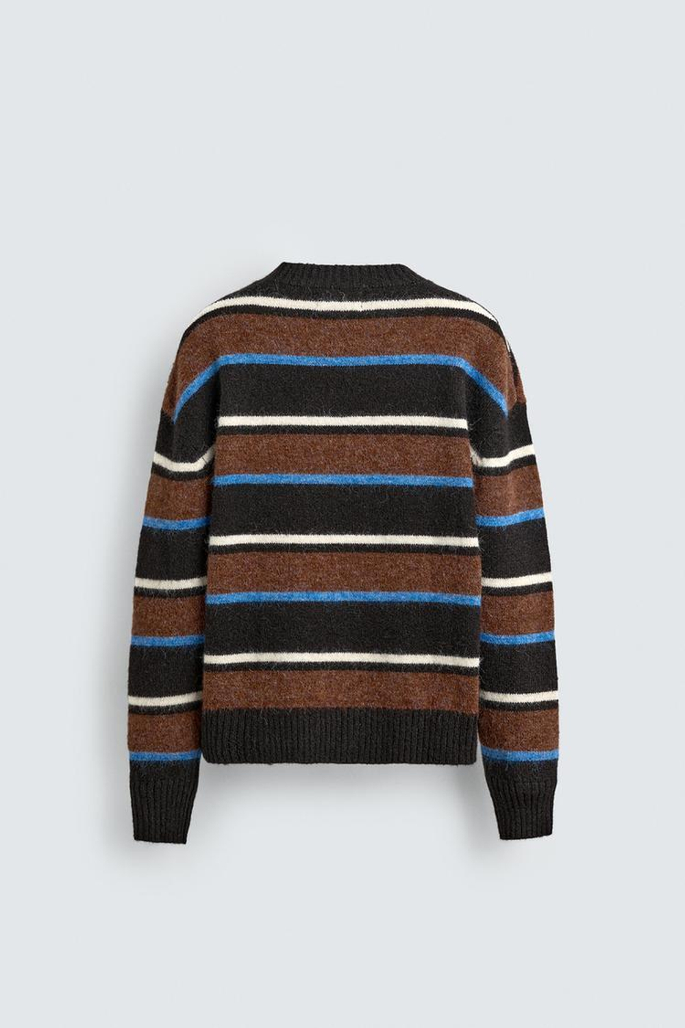 ZARA X CHAMPION СВИТЕР В ПОЛОСКУ С НАШИВКАМИ, ШОКОЛАДНЫЙ