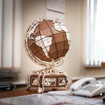 Сборная деревянная модель Глобус с потайной шкатулкой (коричневый) (EWA)