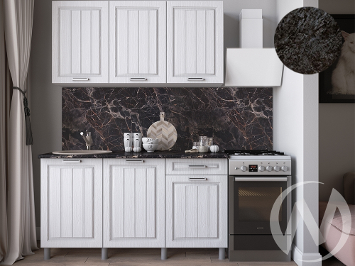 Кухня Лаура 1.5м (корпус белый/клен белый) 26мм кастилло темный