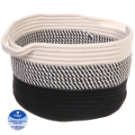 Корзинка плетёная интерьерная с ручками «ТРЕГОРИЯ», цвет чёрный/белый, 30*18см, (лейбл селфи)