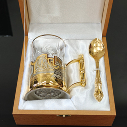 Чайный набор "Герб" ( злат.гравюра) в футляре