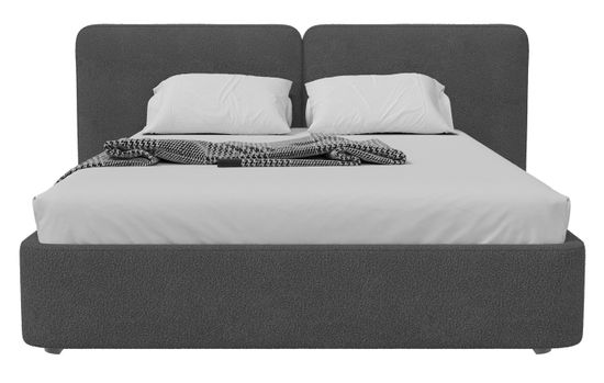 Кровать двуспальная Hub Soft 160 см (серый, букле)
