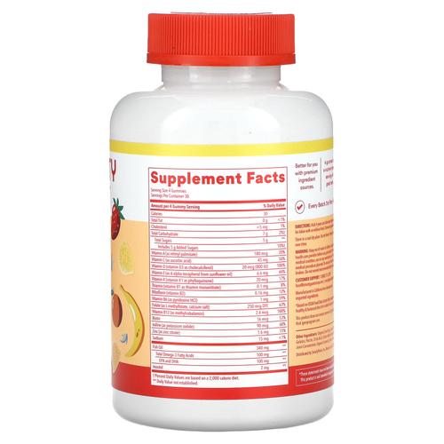 SmartyPants, мультивитаминная добавка для детей с омега-3 кислотами, с клубничным, банановым, апельсиновым и лимонным вкусом, 120 жевательных таблеток