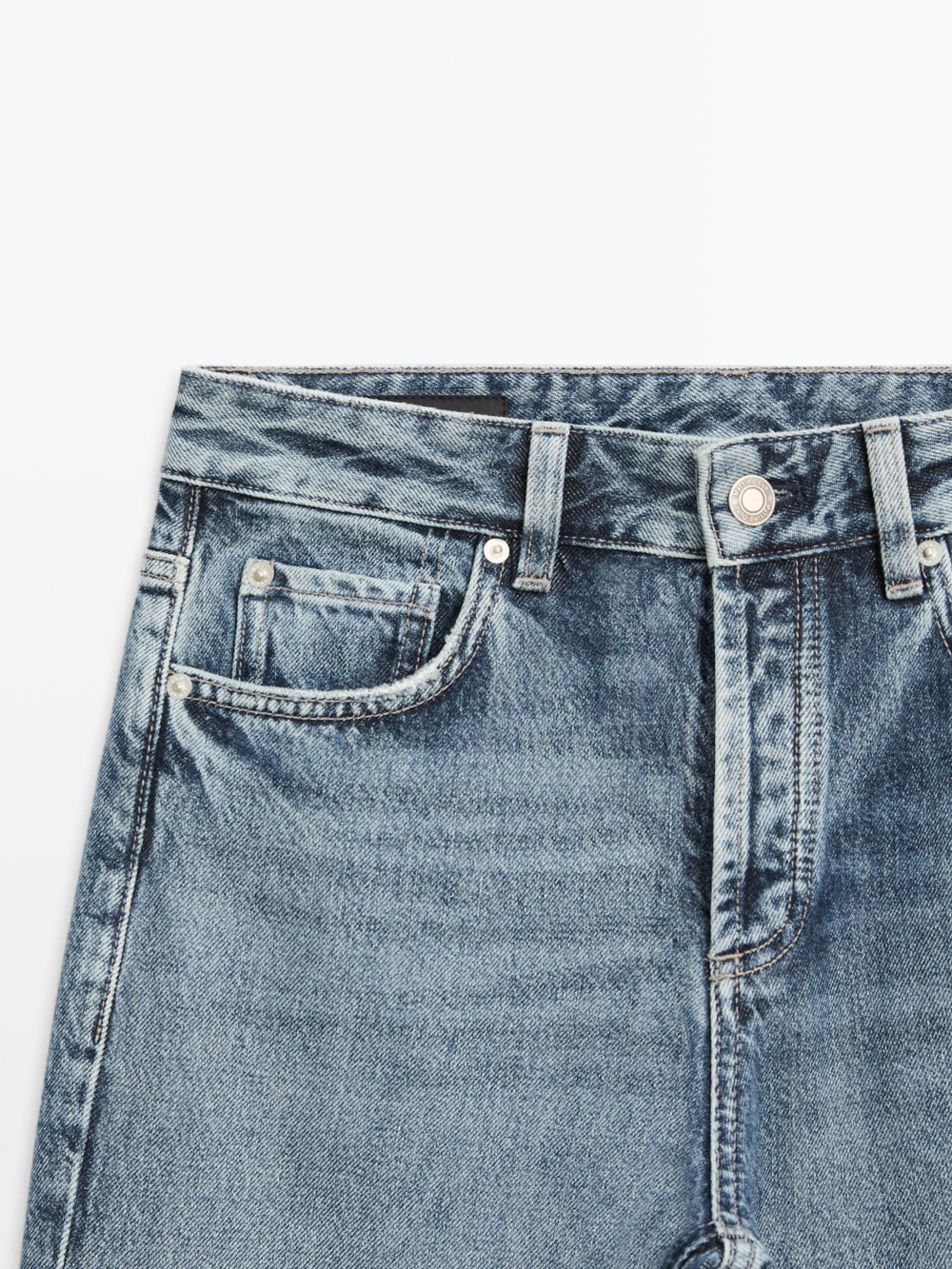 Massimo Dutti Джинсы средней посадки с широкими штанинами, светло-голубой