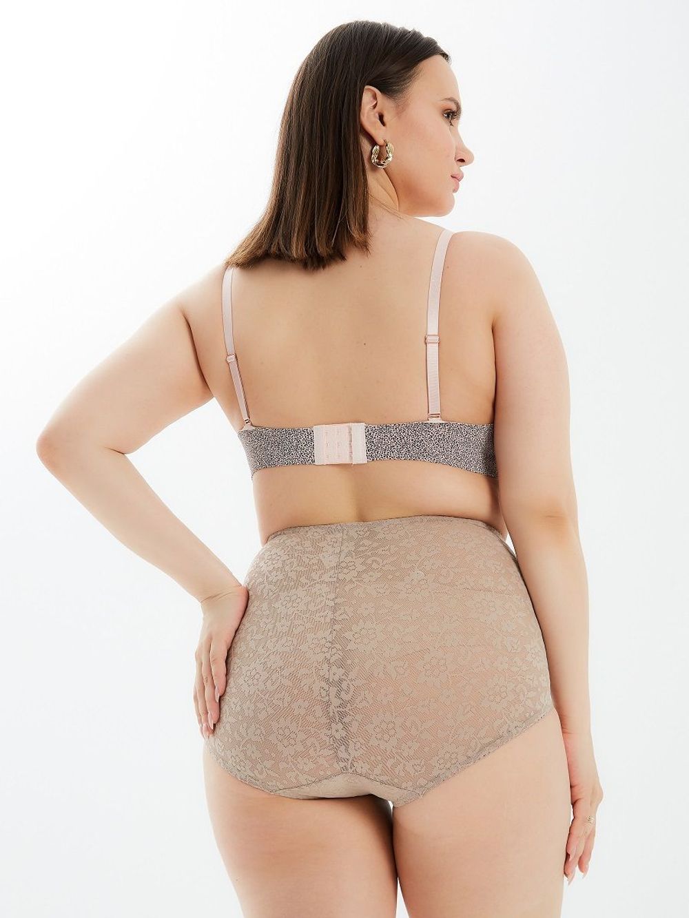 Высокие утягивающие трусы с цветочным рисунком (Размер: 5X) (Цвет: черный)