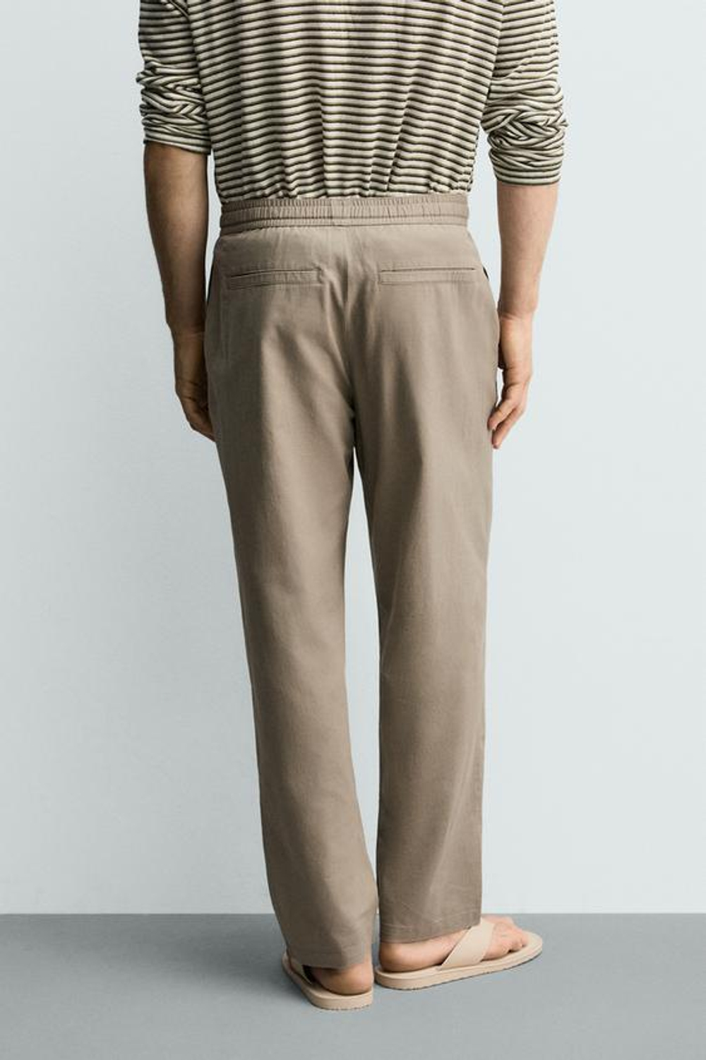 ZARA БРЮКИ RELAXED FIT ИЗ СМЕСИ ХЛОПКА, ЗЕЛЕНЫЙ
