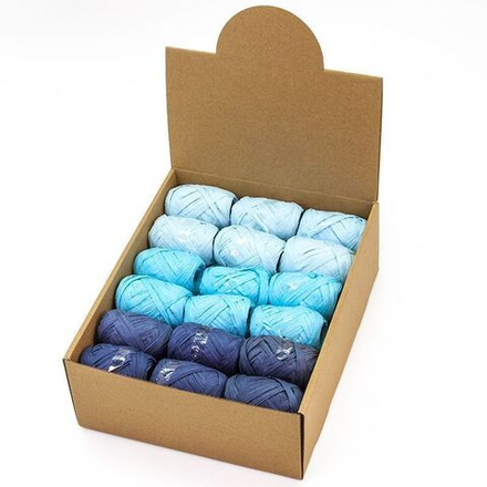 Лента (0,5 см*10 м) Рафия, Голубой микс, 36 шт.