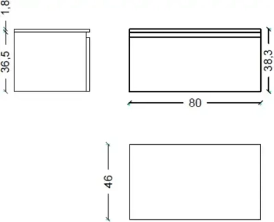 Ящик под столешницу 80 см DARK OAK Armadi Art Vallessi UNO-S 897-080-D