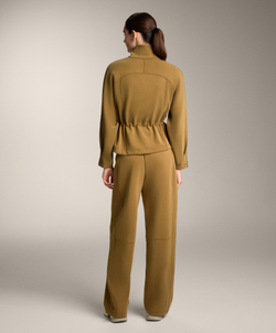 Oysho Укороченная куртка с регулируемой талией из модала с начесом, оливковый