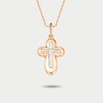 Крест православный из розового золота 585 пробы без вставки (арт. 080555)