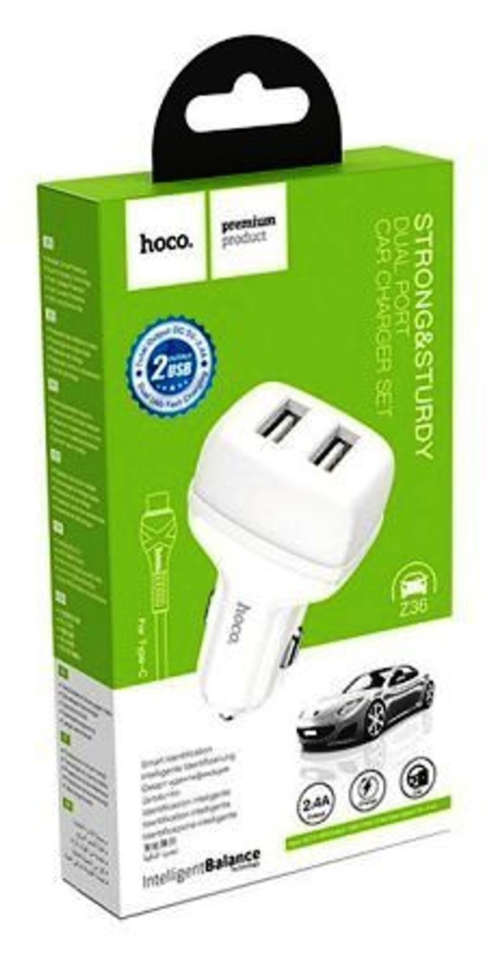 Автомобильное ЗУ HOCO Z36 2USB 2.1A с кабелем Type-C белый.jpg