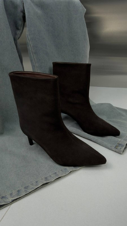 Ботильоны женские натуральная кожа артикул 8073-29 цвет "тёмно-коричневый"