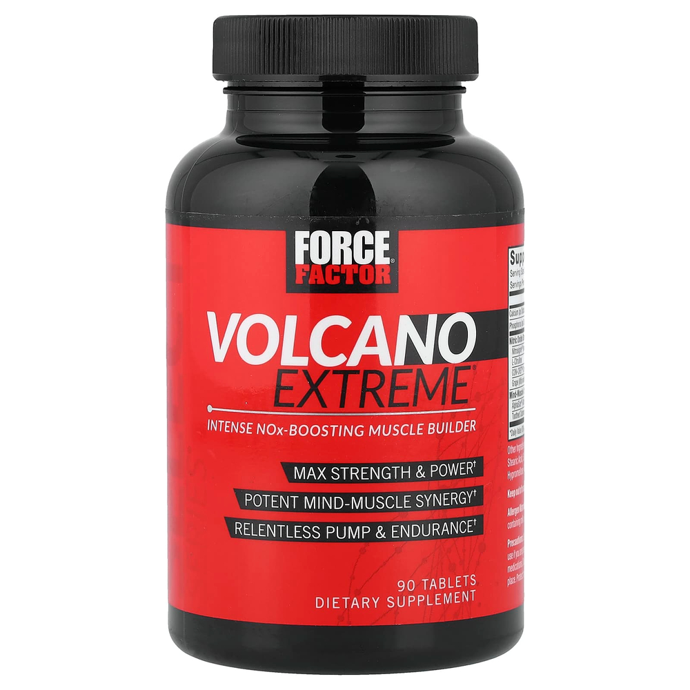 Force Factor, Volcano Extreme®, интенсивная добавка для наращивания мышечной массы, стимулирующая высвобождение NOx, 90 таблеток