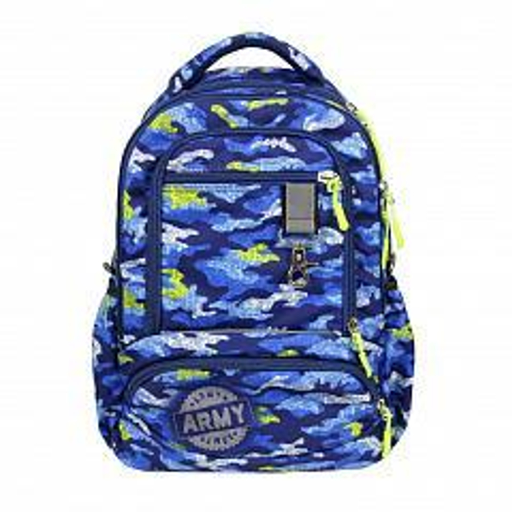 Рюкзак школьный Хитч "Камуфляж" 30*40*13 см, 2 отд, 3 кармана, боковые карманы, анатом. вставки (Lu