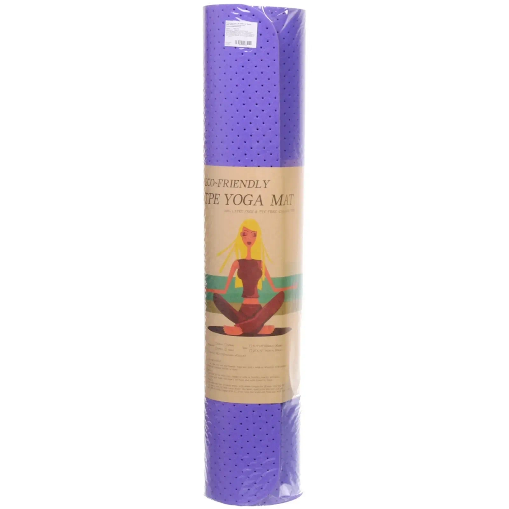 Коврик для йоги 6 мм 183х61 см «Sports time» перфорированный (ТРЕ), сиреневый/фиолетовый