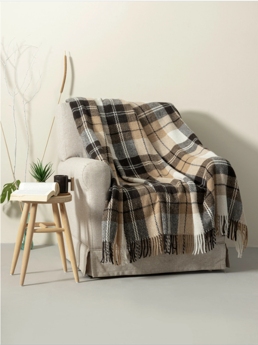 Плед-покрывало из овечьей шерсти 170х210 см "Venera", цвет Коричнево-бежевый