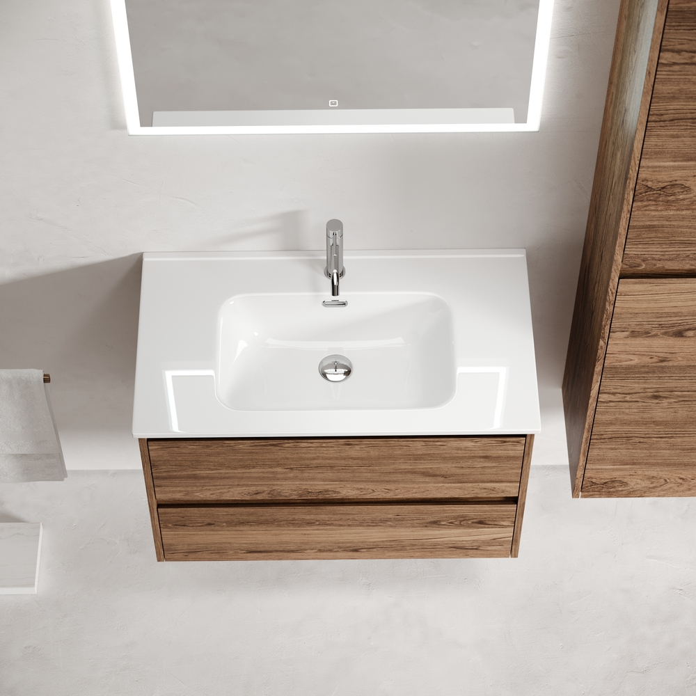 Тумба подвесная под раковину Sancos Libra, дуб чарльстон 690х450х500 мм