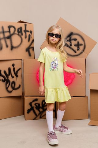 041_БК25 Платье для девочки, желтый